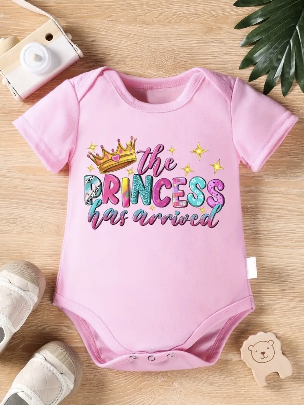 Pink "The Princess Has Arrived" Baby One-Piece